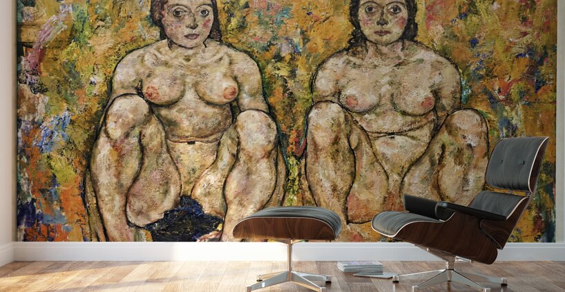 Egon Schiele - Squatting Women 1918 - Leopold Museum Vienna Austria Wall Murals