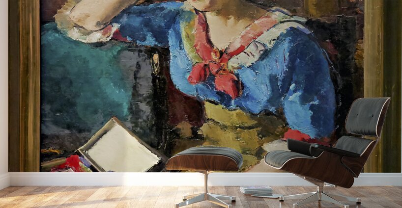 Egon Schiele - Seated Woman in a Blue House 1912 - Belvedere Museum Vienna Austria Wall Murals