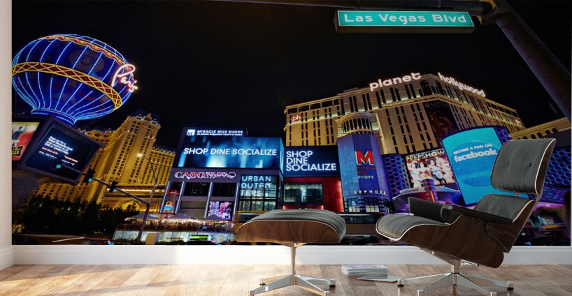 The Strip by night. Las Vegas Nevada USA Wall Murals
