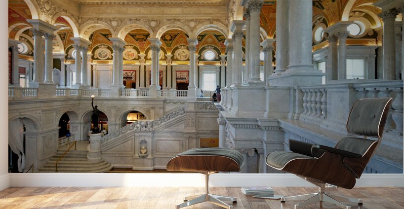 Inside the Library of Congress. Washington D.C. Wall Murals