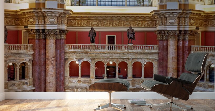 Inside the Library of Congress. The Reading Hall. Washington D.C. Wall Murals