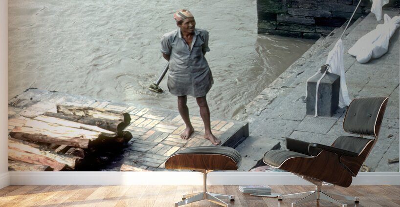 Nepal. Kathmandu. Cremation in Pashupatinath Wall Murals