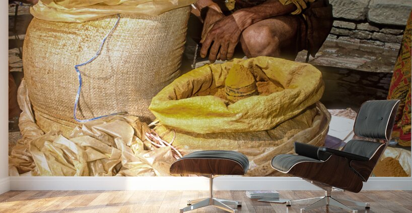 Nepal. Kathmandu. Selling spices Wall Murals