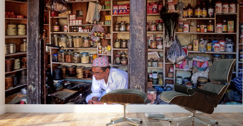 Nepal. Kathmandu. Grocer Wall Murals