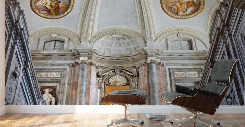 Caserta Campania Italy. The entrance to the Royal Palace and the majestic scalone staircase of honour by Luigi Vanvitelli. Wall Murals