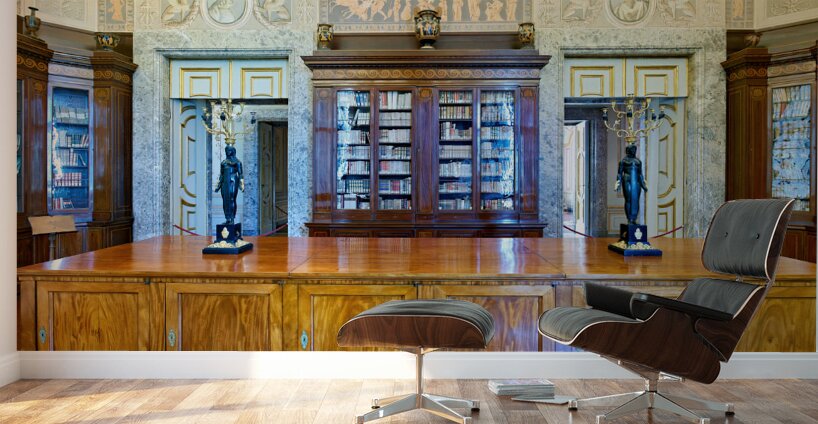 Caserta Campania Italy. The Royal Palace. The Palatine Library Wall Murals