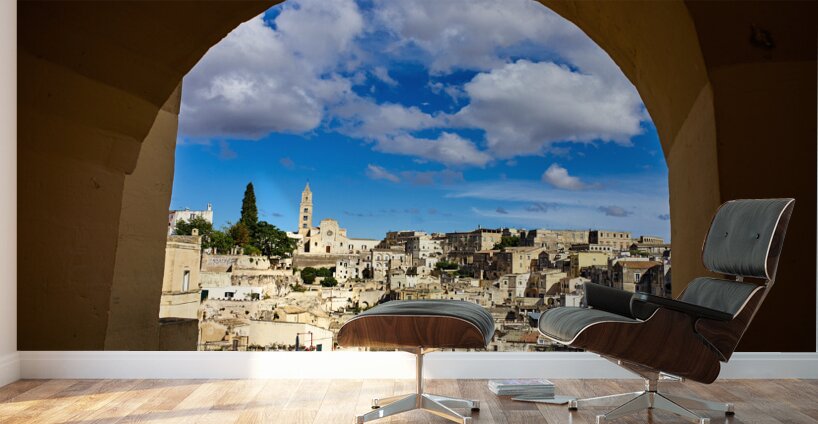 Matera Basilicata Italy. Framed view of the old town. I sassi di Matera Wall Murals