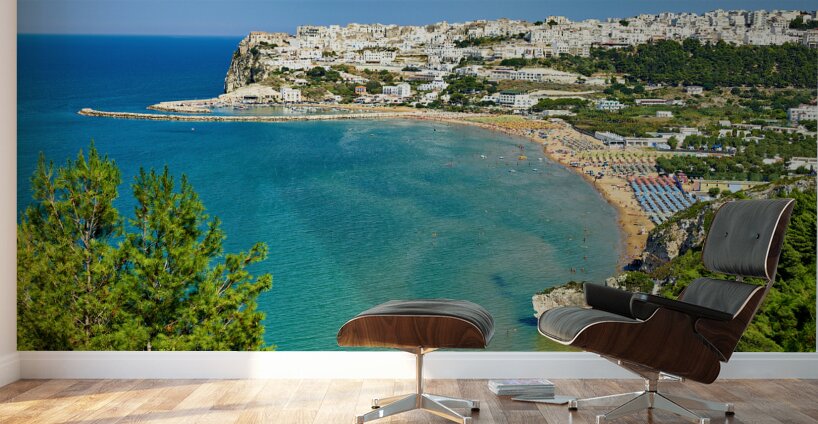 Apulia Puglia Gargano Italy. Elevated view of Peschici Wall Murals