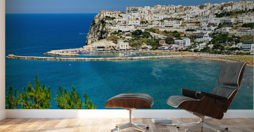 Apulia Puglia Gargano Italy. Elevated view of Peschici Wall Murals