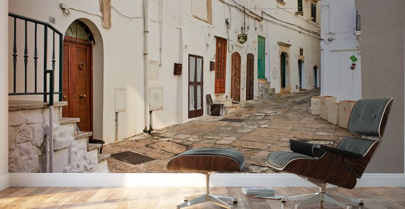 Apulia Puglia Italy. Ostuni. The white town. The narrow alleys of the old town Wall Murals