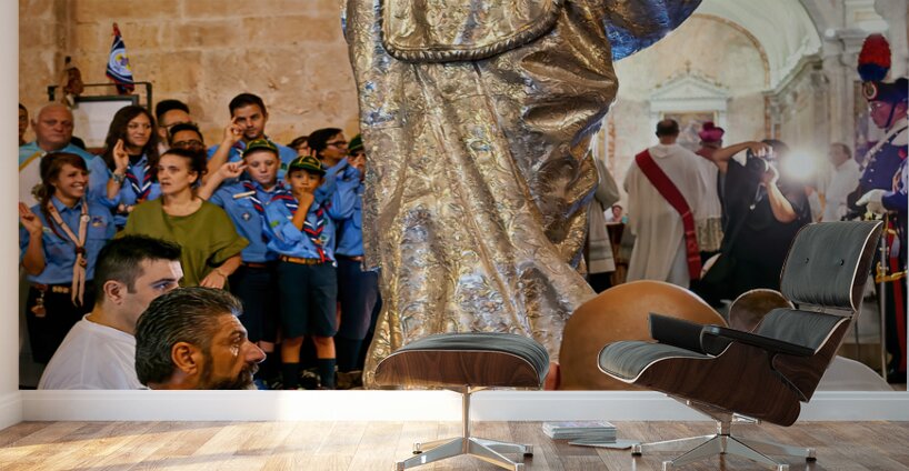 Apulia Puglia Italy. Ostuni. Festival of Saint Orontius. Procession with the statue of the Saint Wall Murals