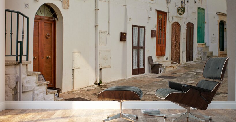 Apulia Puglia Italy. Ostuni. The white town. The narrow alleys of the old town Wall Murals
