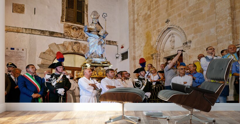 Apulia Puglia Italy. Ostuni. Festival of Saint Orontius. Procession with the statue of the Saint Wall Murals