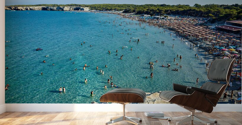Apulia Puglia Salento. Italy. Torre dellOrso. Melendugno. Aerial view of the beach Wall Murals