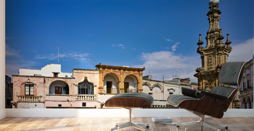 Salento. Apulia Puglia Italy. Nardò. Salandra square. 18th century column Wall Murals