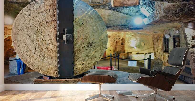 Salento. Apulia Puglia Italy. Gallipoli. Old olives crusher. Frantoio Oleario Ipogeo di Palazzo Granafei Wall Murals