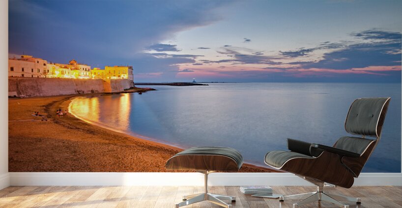 Salento. Apulia Puglia Italy. Gallipoli. Sunset on the waterfront Wall Murals