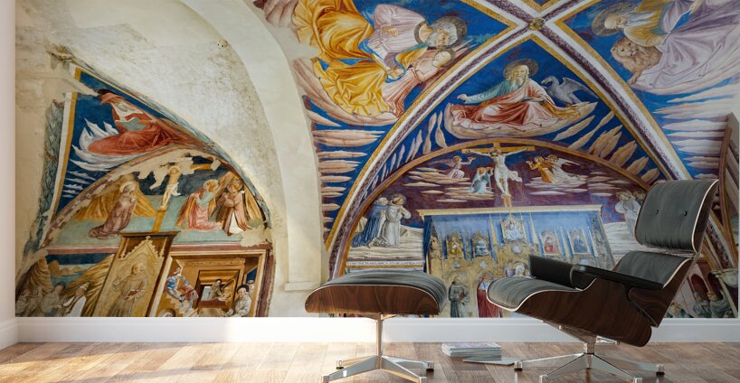 Montefalco Umbria Italy. San Francesco Church frescoed by Benozzo Gozzoli Wall Murals