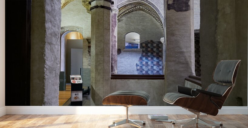 Foligno Umbria Italy. Frescoes at Trinci Palace Palazzo Trinci a patrician residence and museum. Wall Murals