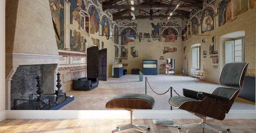 Foligno Umbria Italy. Frescoes at Trinci Palace Palazzo Trinci a patrician residence and museum. Wall Murals