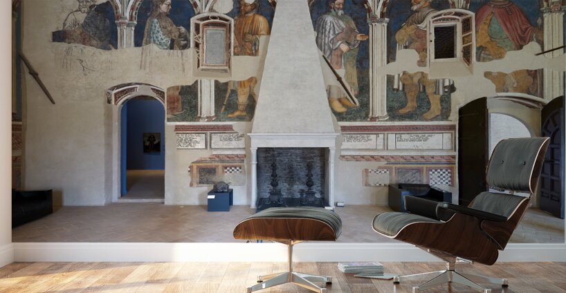 Foligno Umbria Italy. Frescoes at Trinci Palace Palazzo Trinci a patrician residence and museum. Wall Murals