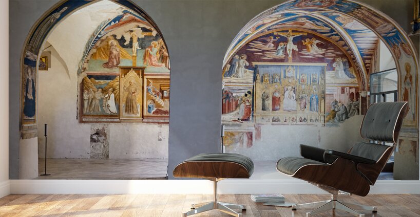 Montefalco Umbria Italy. San Francesco Church frescoed by Benozzo Gozzoli Wall Murals