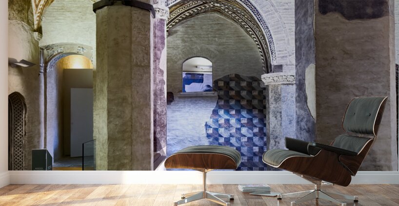 Foligno Umbria Italy. Frescoes at Trinci Palace Palazzo Trinci a patrician residence and museum. Wall Murals