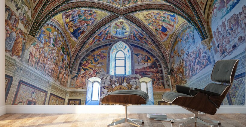 Orvieto Umbria Italy. The chapel of the Madonna di San Brizio frescoed by Fra Angelico Benozzo Gozzoli and Luca Signorelli Wall Murals