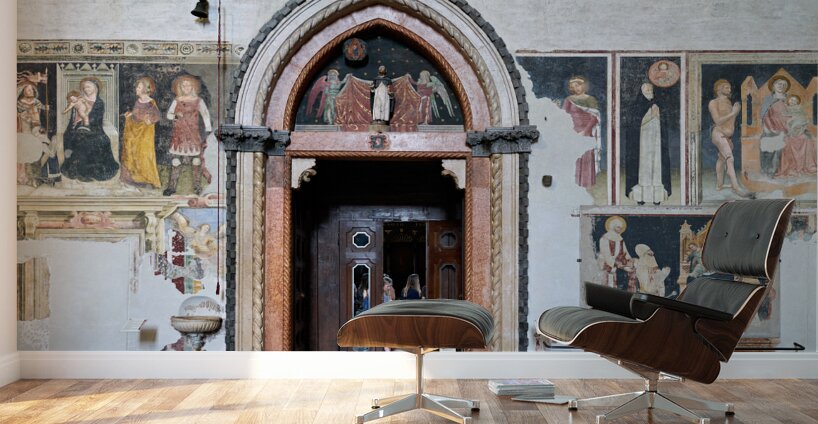 Verona Veneto Italy. The Basilica of Saint Anastasia. The entrance of the Cappella Giusti Giusti chapel Wall Murals