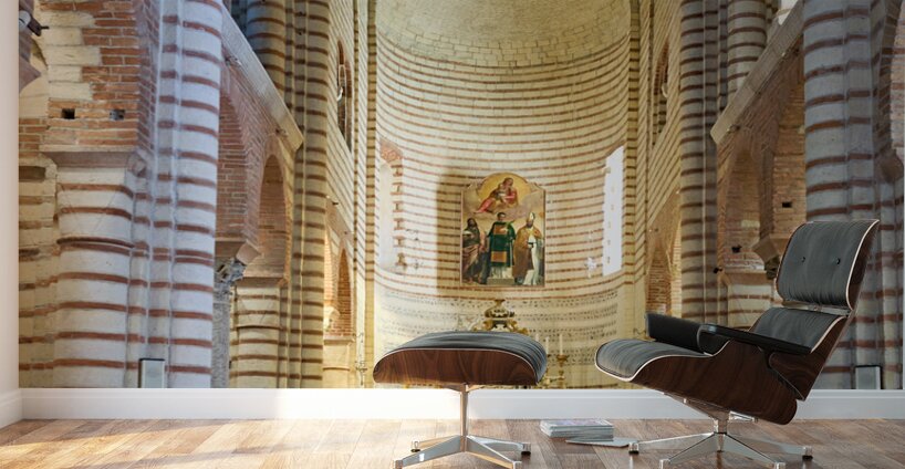 Verona Veneto Italy. San Lorenzo Basilica Wall Murals