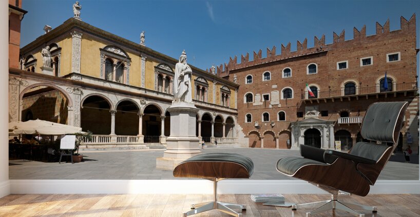 Verona Veneto Italy. Piazza dei Signori with the monument to Dante Wall Murals