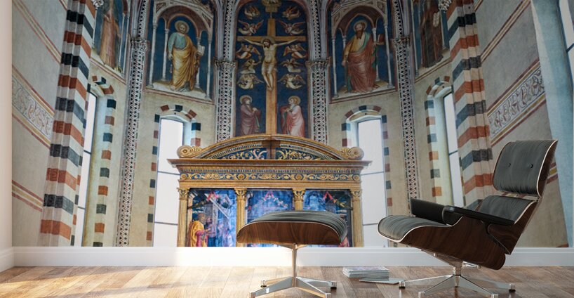 Verona Veneto Italy. The Basilica of San Zeno. Painting of Andrea Mantegna Wall Murals