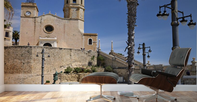 Sitges Catalunya Spain. Church esglesia de Sant Bartomeu i Santa Tecla Wall Murals