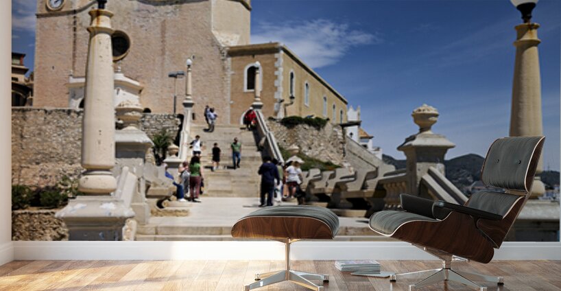 Sitges Catalunya Spain. Church esglesia de Sant Bartomeu i Santa Tecla Wall Murals