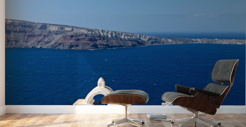 Santorini bell tower overlooking the Aegean Sea. Wall Murals