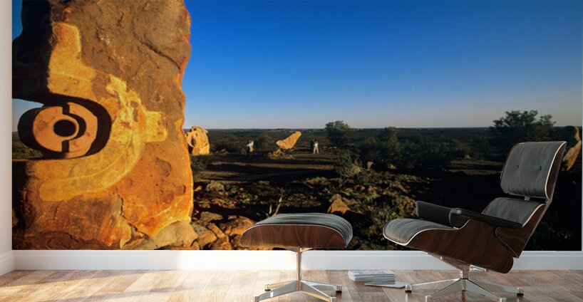 Sandstone sculptures glow at sunset in the Australian outback. Wall Murals
