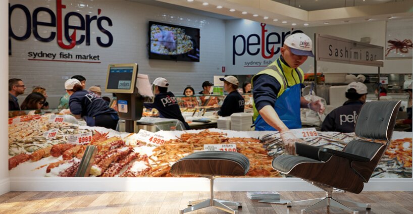 Peters Sydney Fish Market displays fresh seafood for sale. Wall Murals
