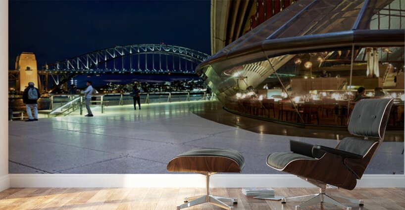 Sydney Opera House and Harbour Bridge at night. Wall Murals