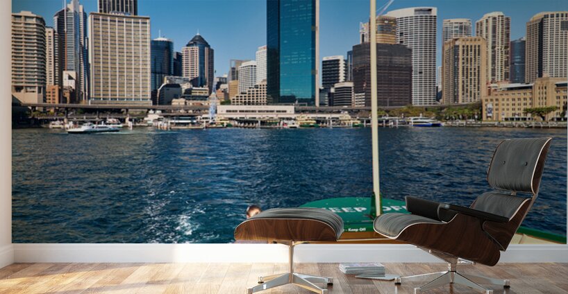 Sydney skyline viewed from a ferry on a sunny day. Wall Murals