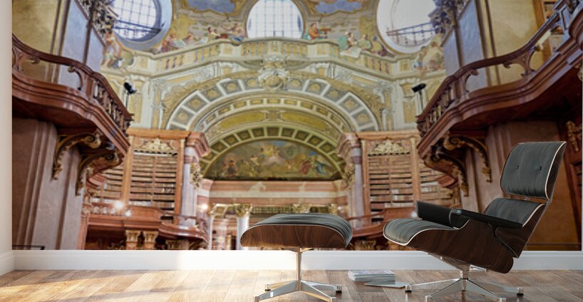 Grand historic library interior with ornate architecture and fre Wall Murals