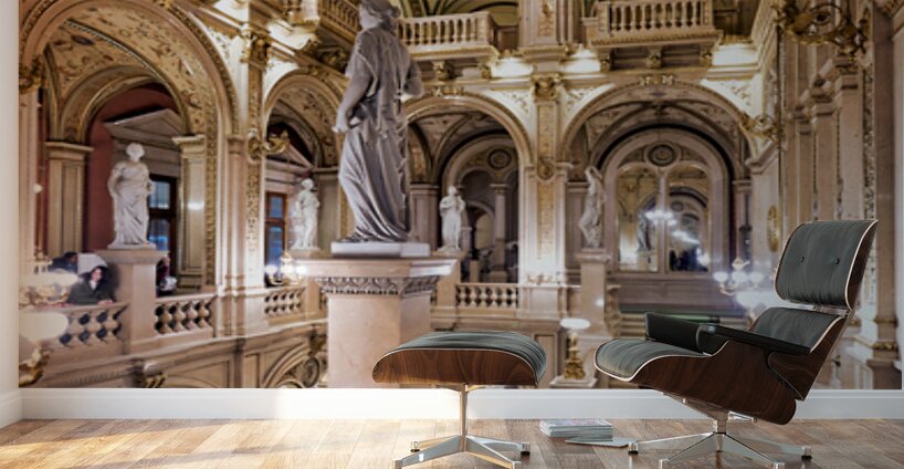 Opulent historic building interior with grand staircase and sta Wall Murals