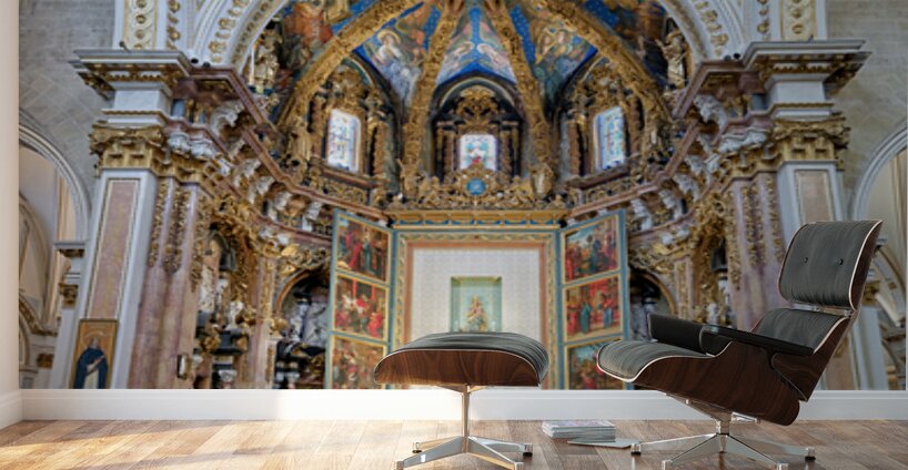 Valencia Cathedral features stunning architecture and altar deta Wall Murals