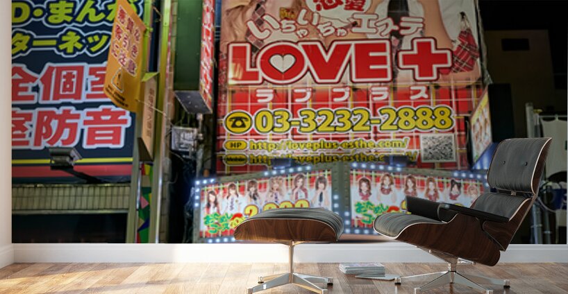 Nightlife in Shinjuku district reveals adult show venue in Tokyo Wall Murals