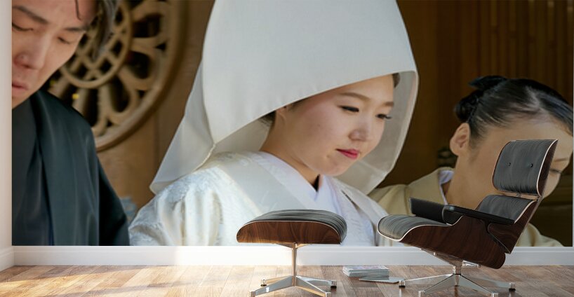 Traditional wedding ceremony at Meiji Jingu Shinto shrine in Tok Wall Murals