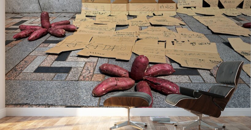 Red potatoes on display for sale in Tokyo market area Wall Murals