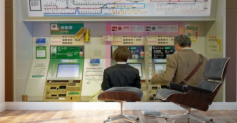 Buying tickets at a metro station in Tokyo Japan during the day Wall Murals
