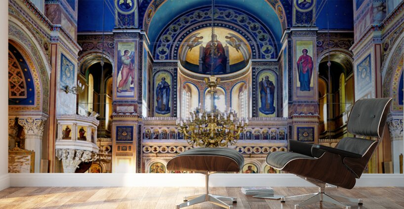 Interior of Athens Mitropolis Cathedral: art and architecture Wall Murals