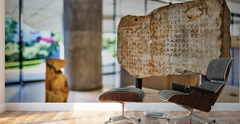 Exploring ancient inscriptions at the Acropolis Museum in Athens Wall Murals