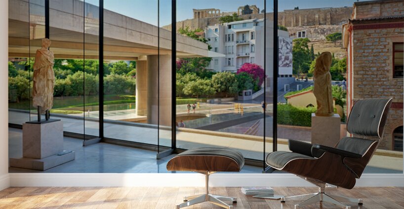 View of the acropolis from the acropolis museum in athens greece Wall Murals