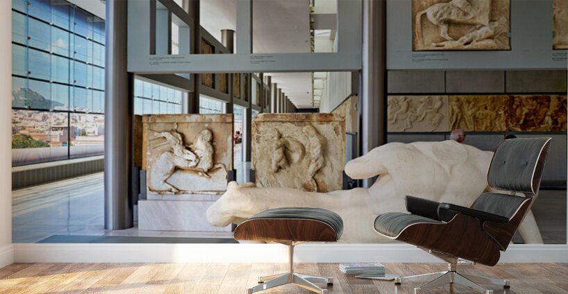 Visitors explore sculptures at Acropolis Museum in Athens Greece Wall Murals